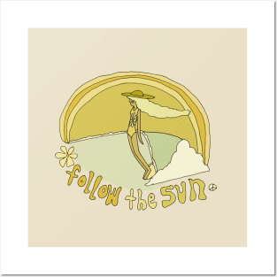 follow the sun // retro surf art by surfy birdy Posters and Art